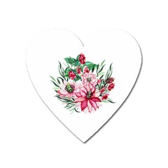 Bloom Christmas Red Flowers Heart Magnet