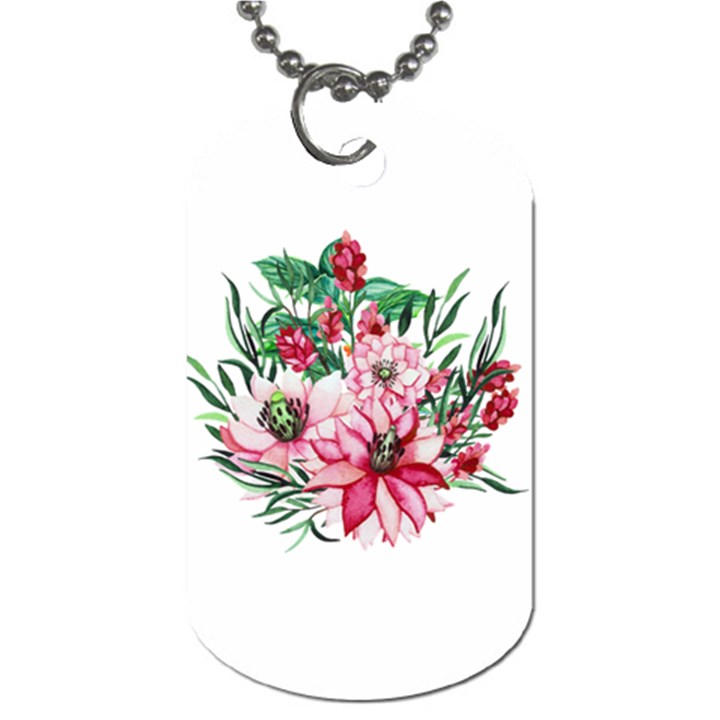 Bloom Christmas Red Flowers Dog Tag (Two Sides)