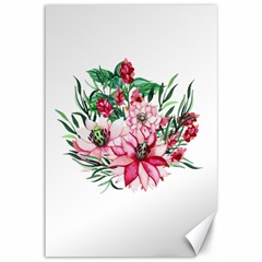 Bloom Christmas Red Flowers Canvas 12  x 18 