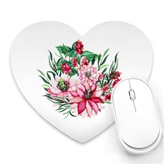 Bloom Christmas Red Flowers Heart Mousepads