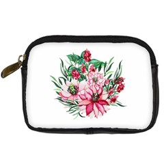 Bloom Christmas Red Flowers Digital Camera Leather Case