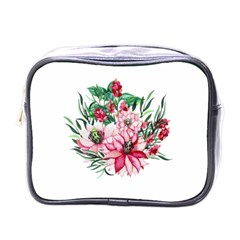 Bloom Christmas Red Flowers Mini Toiletries Bag (one Side) by Simbadda