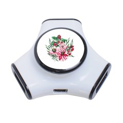 Bloom Christmas Red Flowers 3-Port USB Hub