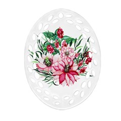 Bloom Christmas Red Flowers Ornament (oval Filigree) by Simbadda