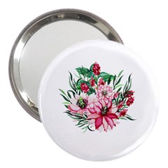 Bloom Christmas Red Flowers 3  Handbag Mirrors