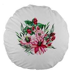 Bloom Christmas Red Flowers Large 18  Premium Round Cushions by Simbadda