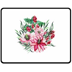 Bloom Christmas Red Flowers Double Sided Fleece Blanket (medium)  by Simbadda