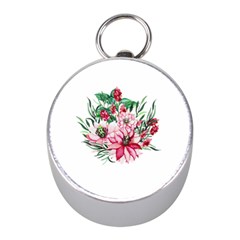 Bloom Christmas Red Flowers Mini Silver Compasses