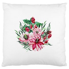 Bloom Christmas Red Flowers Large Flano Cushion Case (Two Sides)