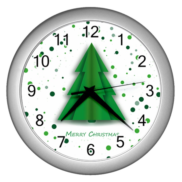 Fir Tree Christmas Christmas Tree Wall Clock (Silver)