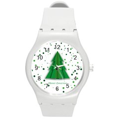 Fir Tree Christmas Christmas Tree Round Plastic Sport Watch (m) by Simbadda