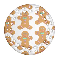 Pattern Christmas Biscuits Pastries Round Filigree Ornament (two Sides) by Simbadda