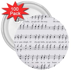 Jingle Bells Song Christmas Carol 3  Buttons (100 Pack)  by Simbadda