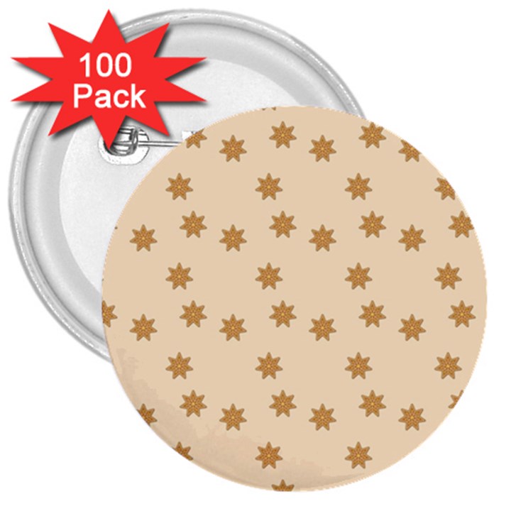 Pattern Gingerbread Star 3  Buttons (100 pack) 