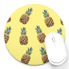 Pineapples Fruit Pattern Texture Round Mousepads by Simbadda