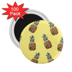 Pineapples Fruit Pattern Texture 2 25  Magnets (100 Pack)  by Simbadda