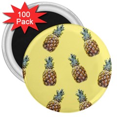 Pineapples Fruit Pattern Texture 3  Magnets (100 Pack) by Simbadda