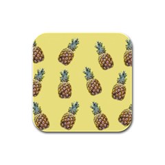 Pineapples Fruit Pattern Texture Rubber Square Coaster (4 Pack)  by Simbadda