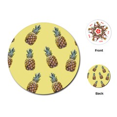 Pineapples Fruit Pattern Texture Playing Cards (round) by Simbadda