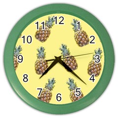 Pineapples Fruit Pattern Texture Color Wall Clock by Simbadda