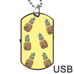 Pineapples Fruit Pattern Texture Dog Tag Usb Flash (one Side) by Simbadda