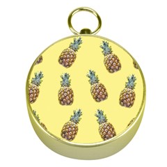 Pineapples Fruit Pattern Texture Gold Compasses by Simbadda