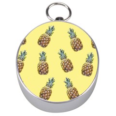 Pineapples Fruit Pattern Texture Silver Compasses by Simbadda