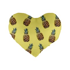 Pineapples Fruit Pattern Texture Standard 16  Premium Flano Heart Shape Cushions by Simbadda