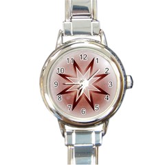 Star Christmas Festival Decoration Round Italian Charm Watch by Simbadda