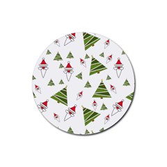 Christmas Santa Claus Decoration Rubber Coaster (round)  by Simbadda