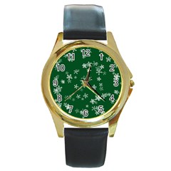 Template Winter Christmas Xmas Round Gold Metal Watch