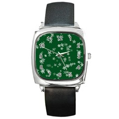 Template Winter Christmas Xmas Square Metal Watch