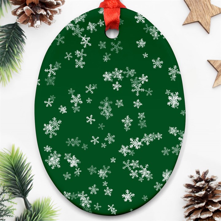 Template Winter Christmas Xmas Oval Ornament (Two Sides)