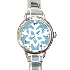 Snowflake Snow Flake White Winter Round Italian Charm Watch