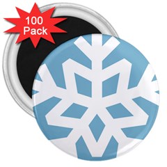 Snowflake Snow Flake White Winter 3  Magnets (100 Pack) by Simbadda