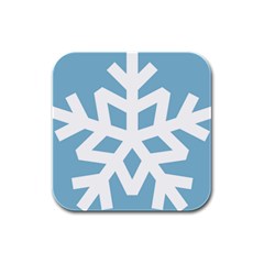 Snowflake Snow Flake White Winter Rubber Square Coaster (4 Pack)  by Simbadda