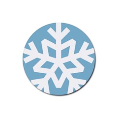 Snowflake Snow Flake White Winter Rubber Round Coaster (4 Pack)  by Simbadda