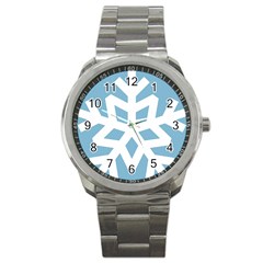 Snowflake Snow Flake White Winter Sport Metal Watch by Simbadda