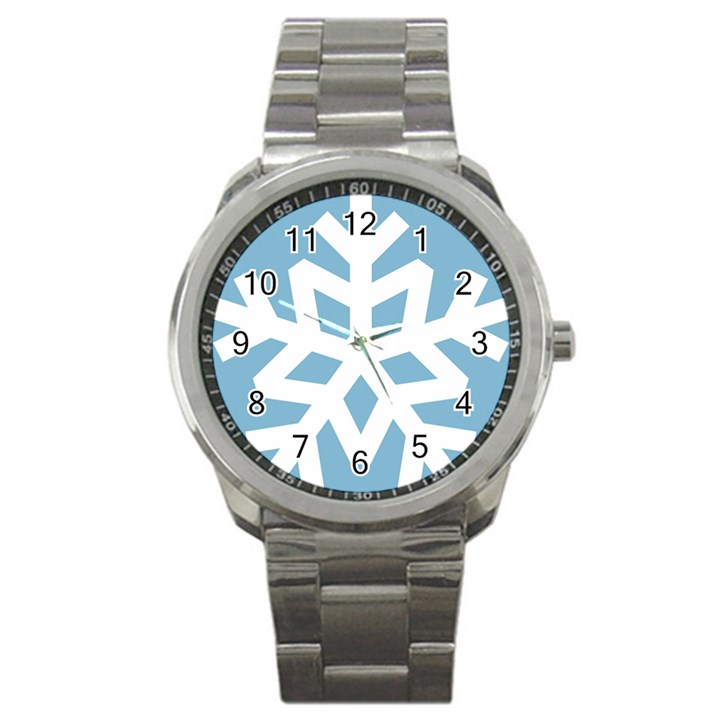 Snowflake Snow Flake White Winter Sport Metal Watch