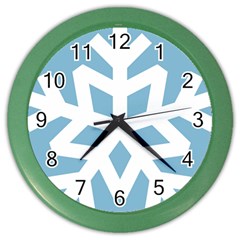 Snowflake Snow Flake White Winter Color Wall Clock by Simbadda