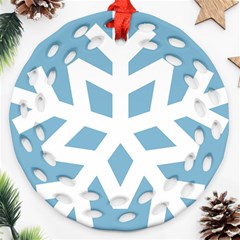 Snowflake Snow Flake White Winter Ornament (round Filigree)