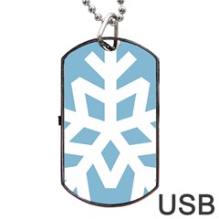 Snowflake Snow Flake White Winter Dog Tag Usb Flash (one Side)