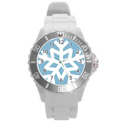 Snowflake Snow Flake White Winter Round Plastic Sport Watch (l) by Simbadda