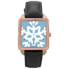 Snowflake Snow Flake White Winter Rose Gold Leather Watch  by Simbadda