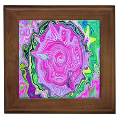 Groovy Pink, Blue And Green Abstract Liquid Art Framed Tiles by myrubiogarden