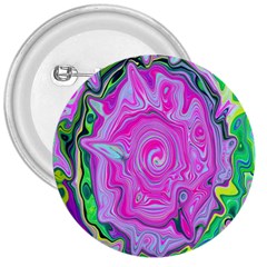 Groovy Pink, Blue And Green Abstract Liquid Art 3  Buttons by myrubiogarden