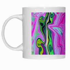 Groovy Pink, Blue And Green Abstract Liquid Art White Mugs by myrubiogarden