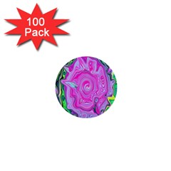 Groovy Pink, Blue And Green Abstract Liquid Art 1  Mini Buttons (100 Pack)  by myrubiogarden