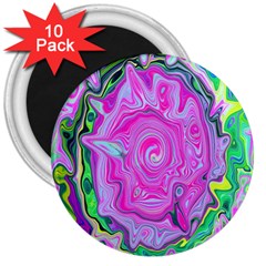 Groovy Pink, Blue And Green Abstract Liquid Art 3  Magnets (10 Pack)  by myrubiogarden