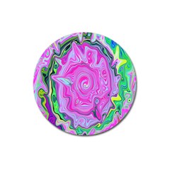 Groovy Pink, Blue And Green Abstract Liquid Art Magnet 3  (round) by myrubiogarden